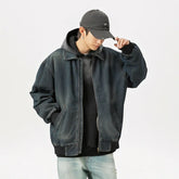 Threebooy Vintage vintage washed denim jacket for men's autumn new style functional loose fit flight staff jacket